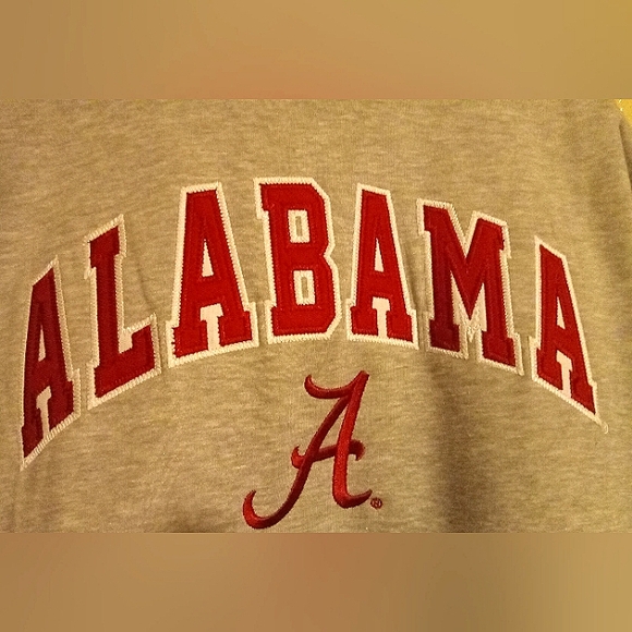 A NWT MENS LG HOODED PULLOVER SWEATSHIRT WITH  POCKETS GRAY WITH ALABAMA LOGO. - Picture 2 of 6